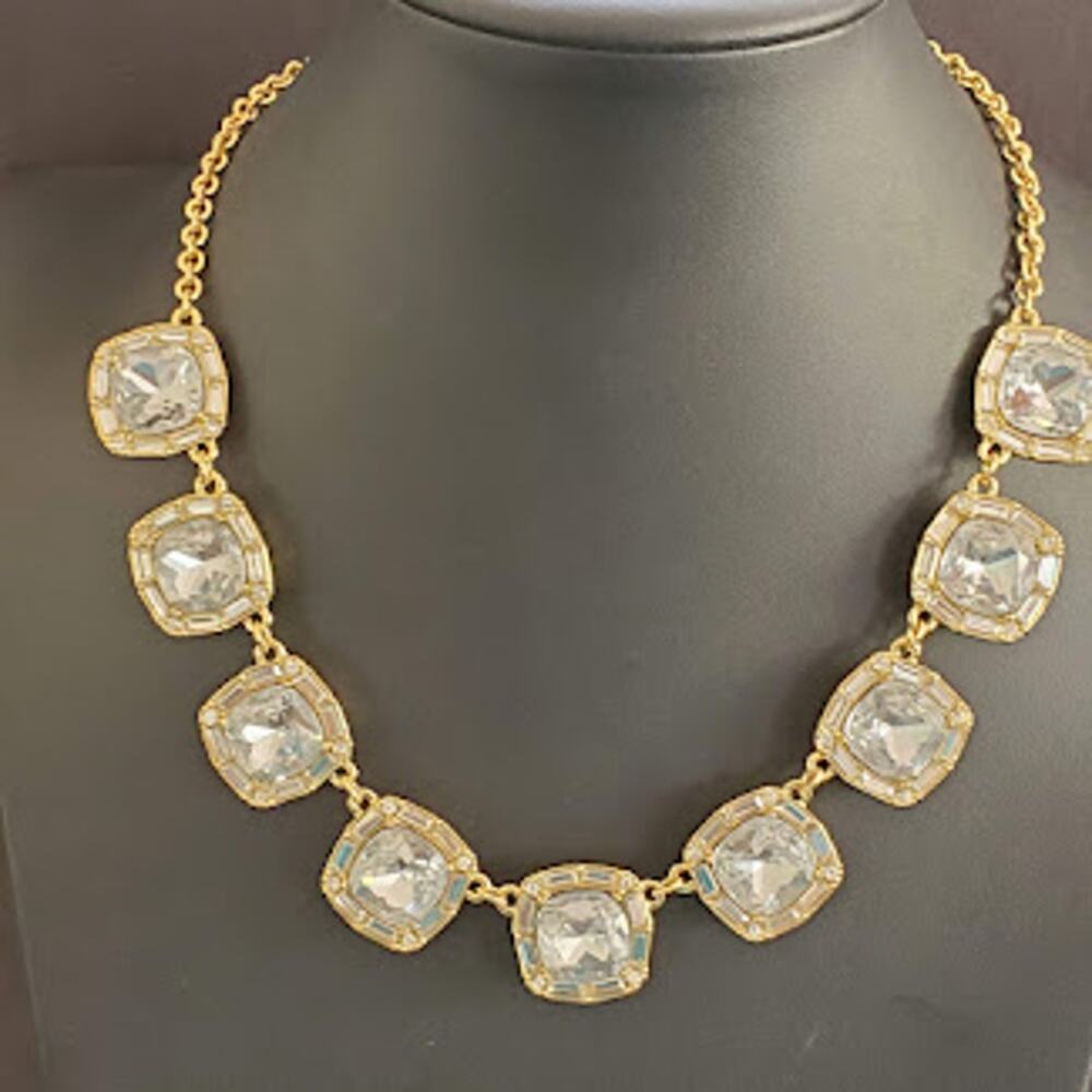 Kate Spade On the Town Necklace Large Glass Stones‎ Gold Plated Dressy Bling